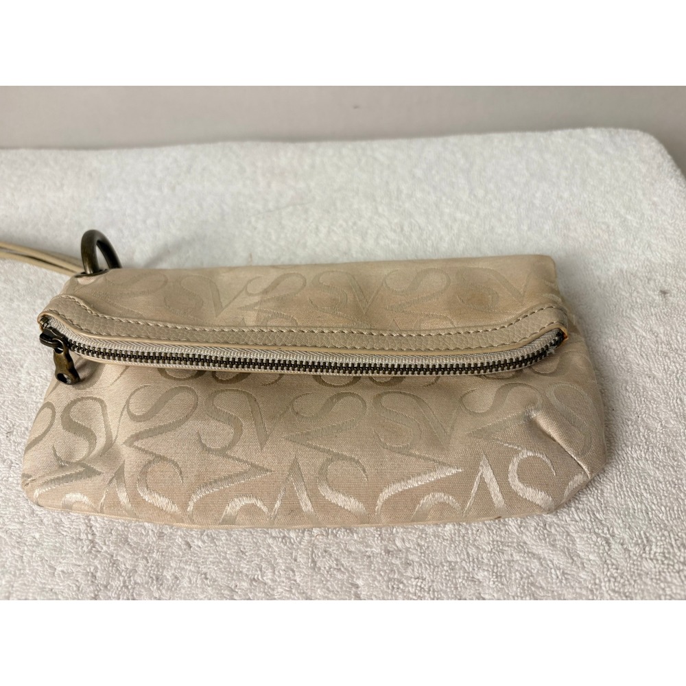 Vera‎ Bradley Clutch Wristlet Beige Signature Logo Zip Top Pouch